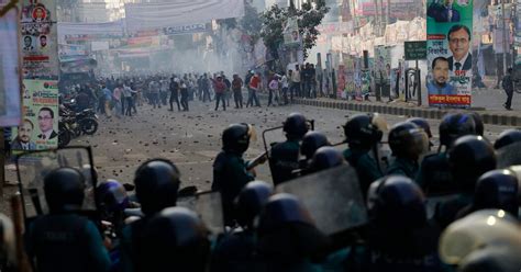 Bangladesh’s opposition supporters clash with police as tensions run high ahead of general election